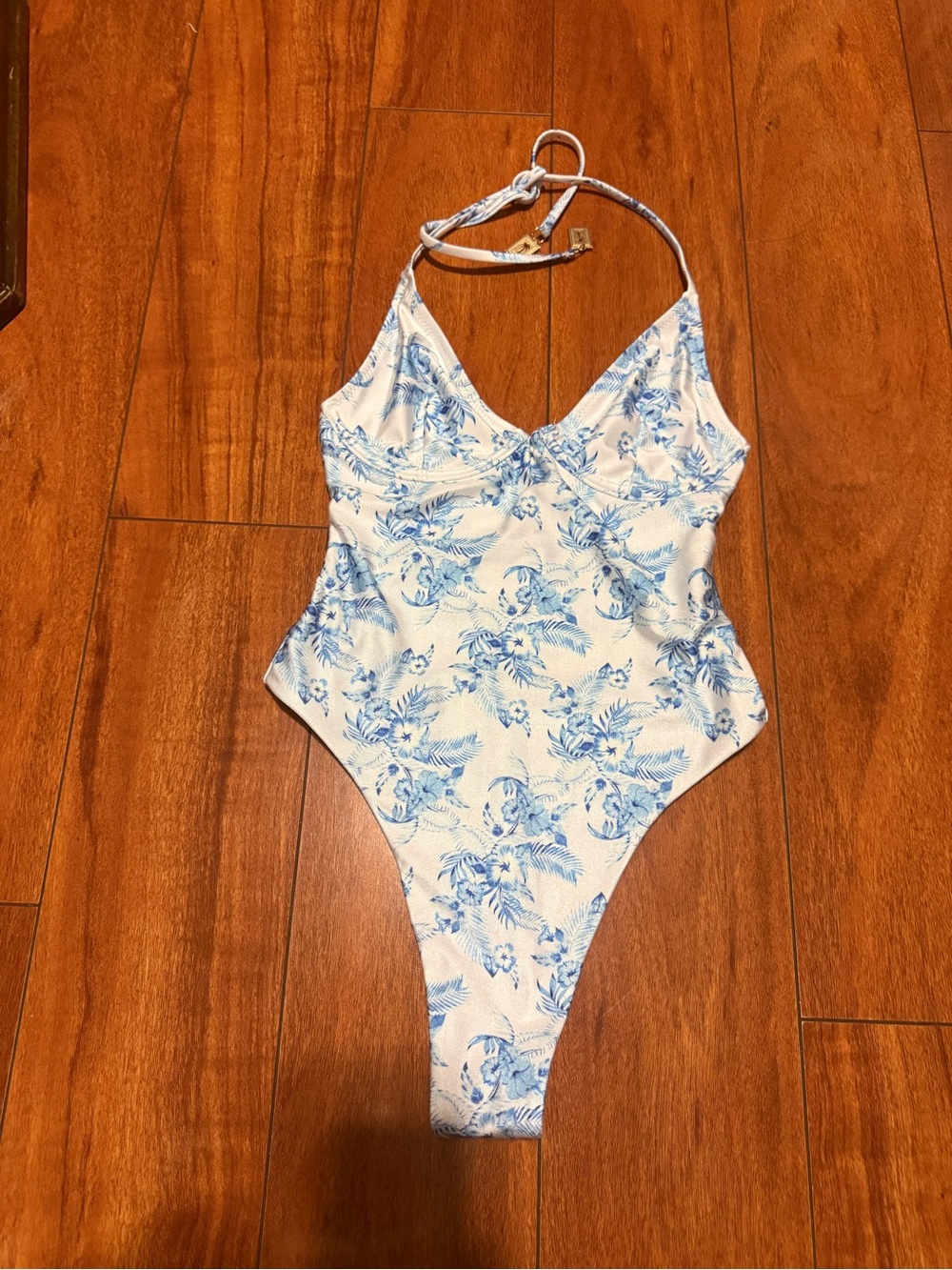 Kulani Kinis White and Blue Floral One-Piece Swimsuit